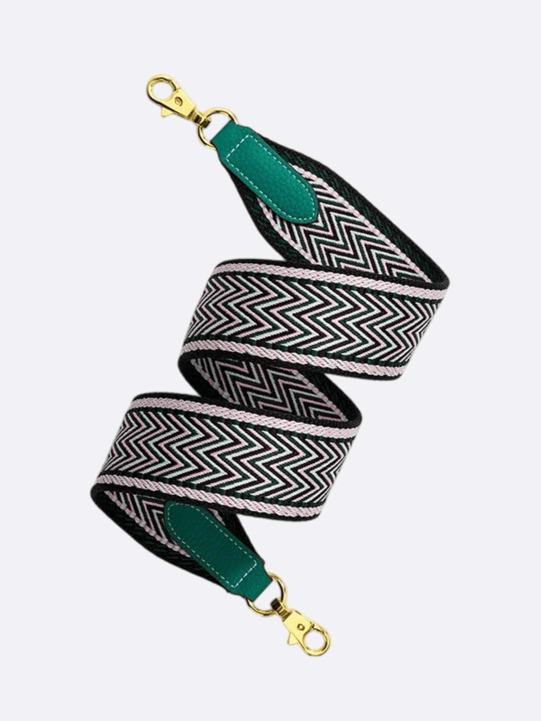 bandoulière vert avec mousqueton doré