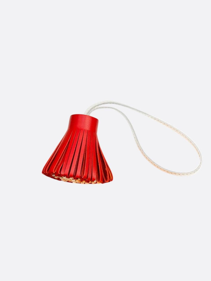 pompon cuir rouge et blanc