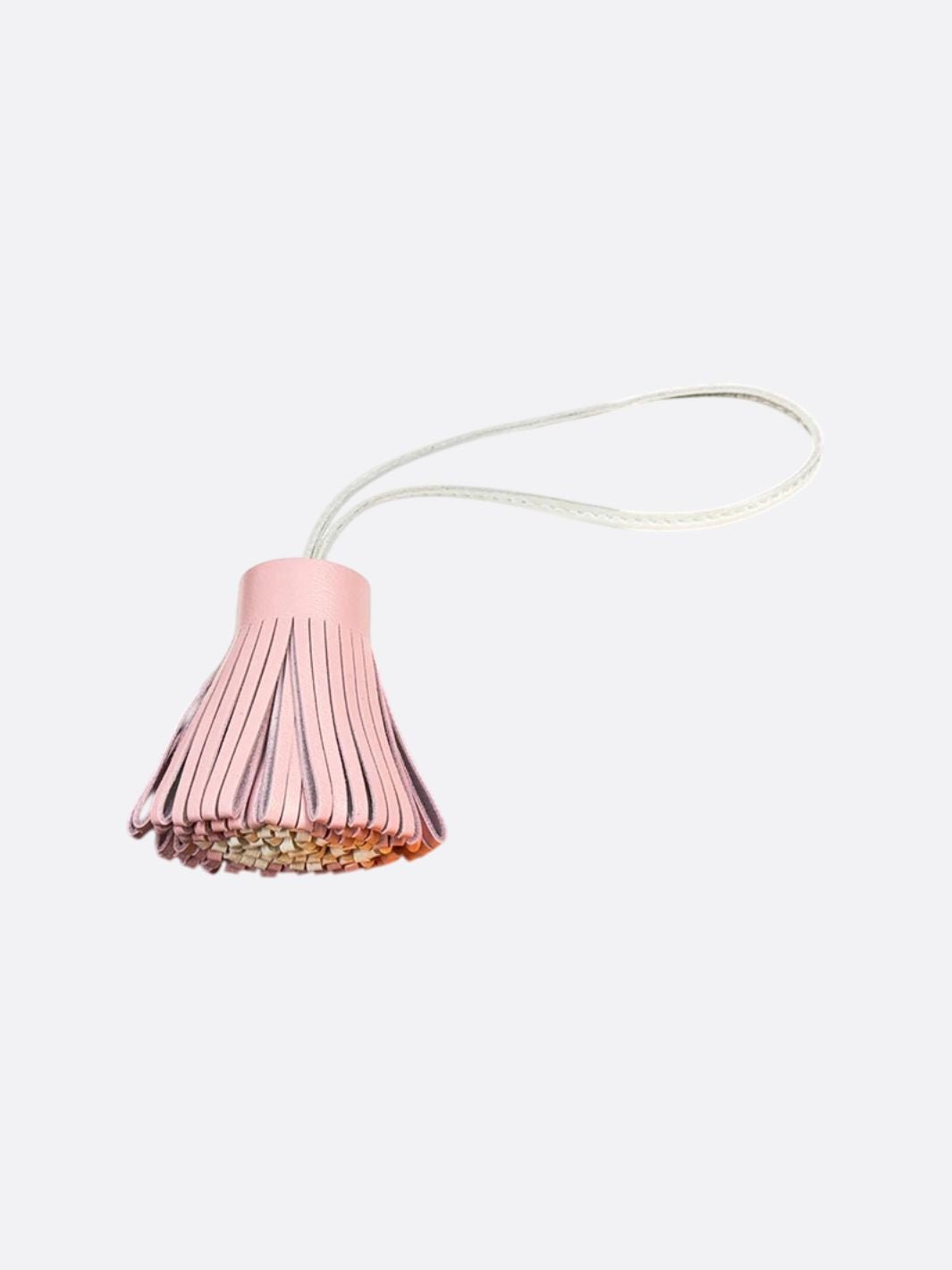 pompon cuir rose et blanc