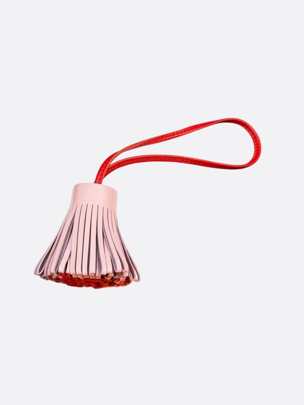 pompon cuir blanc et rouge