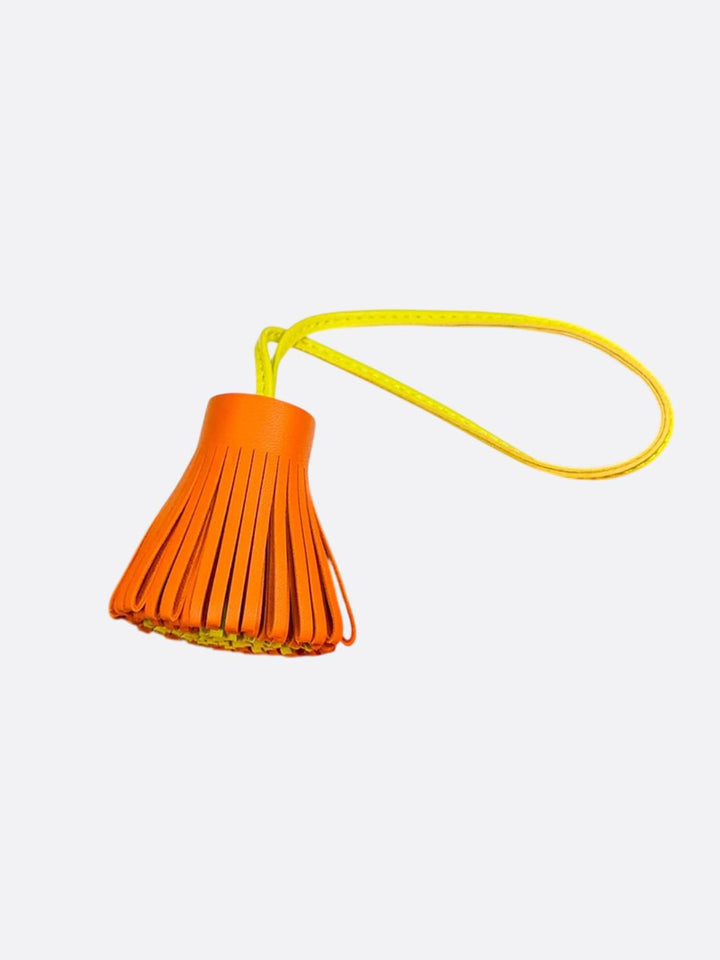 pompon cuir orange et jaune