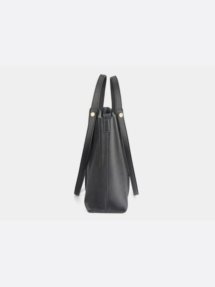 Leather tote bag with removable pouch