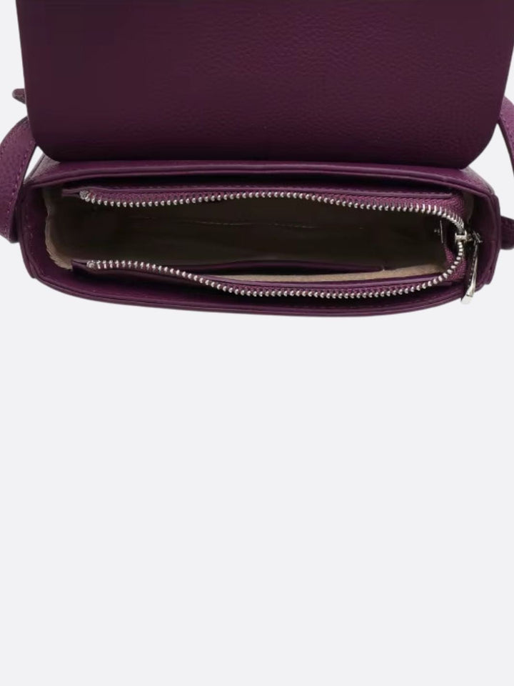Grained leather bag with shoulder strap