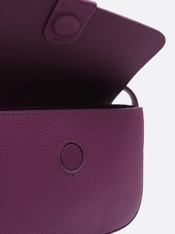 Grained leather bag with shoulder strap