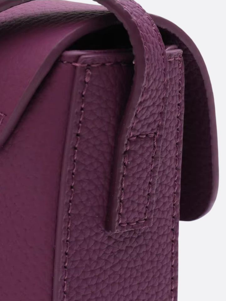 Grained leather bag with shoulder strap