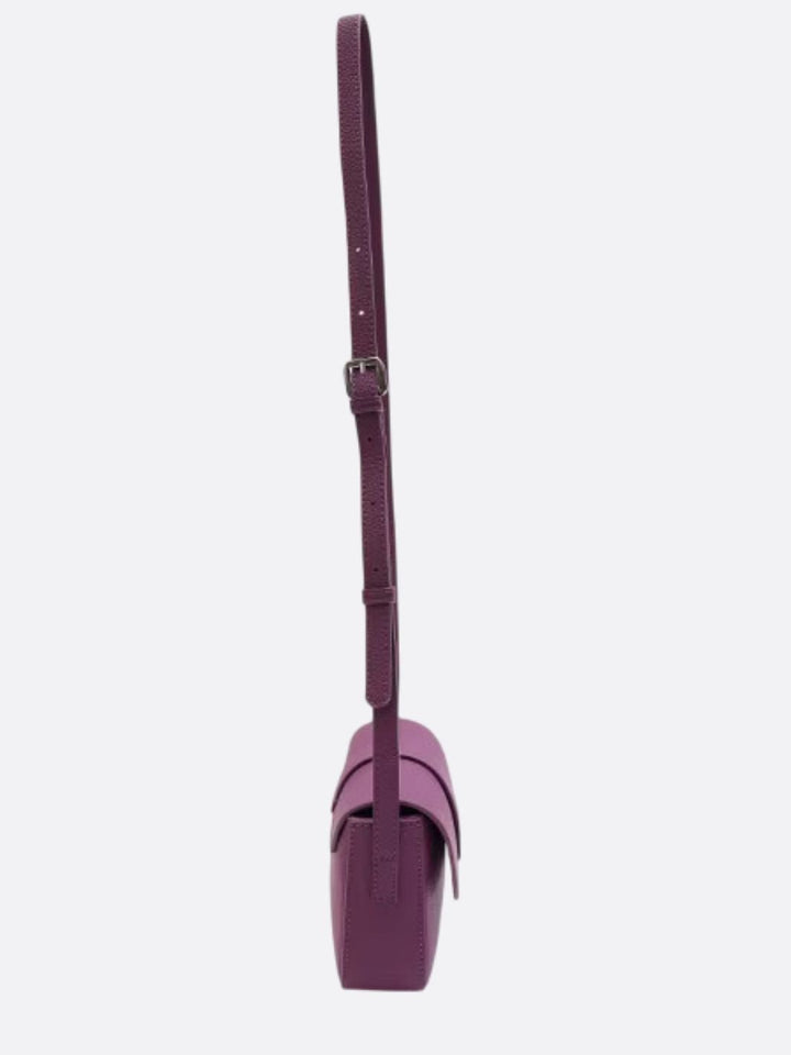 Grained leather bag with shoulder strap