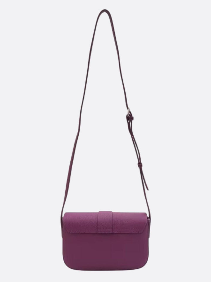 Grained leather bag with shoulder strap