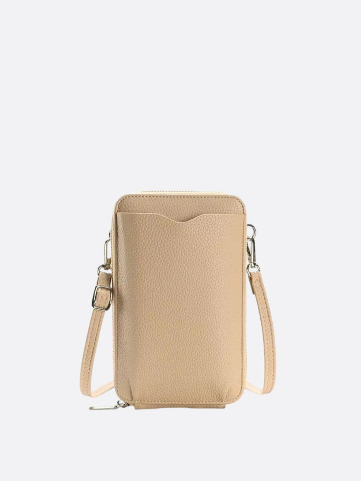 sac téléphone portefeuille beige
